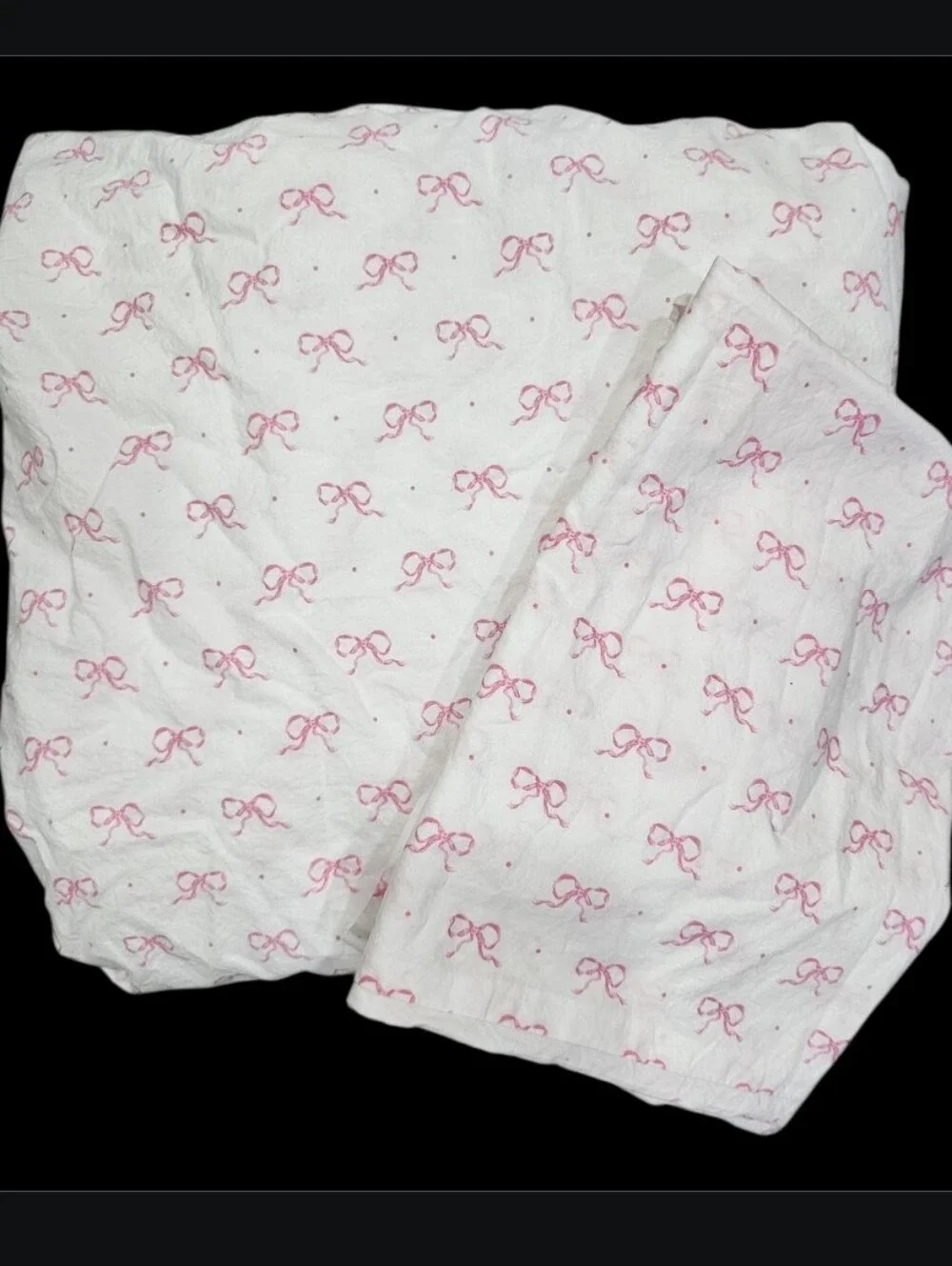 Laura Ashley Pink Bows Dots FULL Fitted Sheet 1 STD Pillowcase 100% Cotton